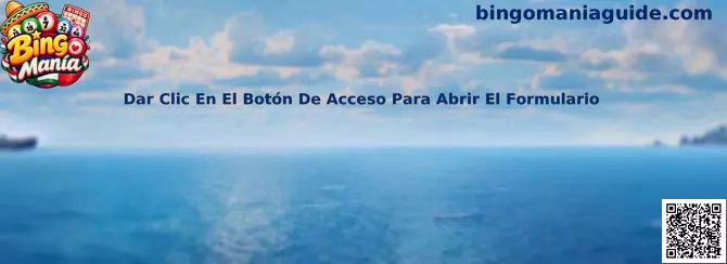 Guía visual de Bingo Manía para identificar el botón de acceso y abrir el formulario de inicio de sesión